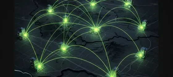 Map of office sites linked by secure VPN connections
